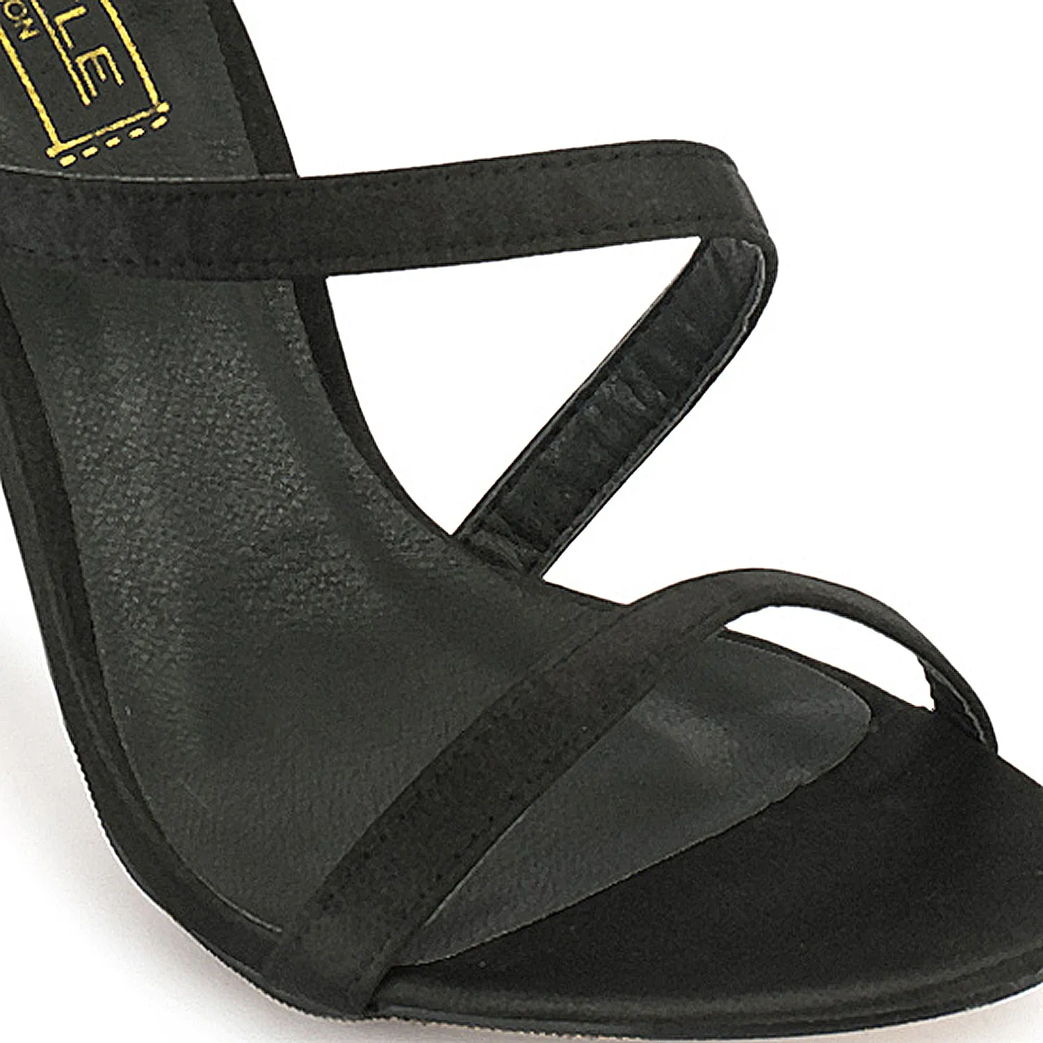 Black Stiletto Wrap Around Leg Sandals