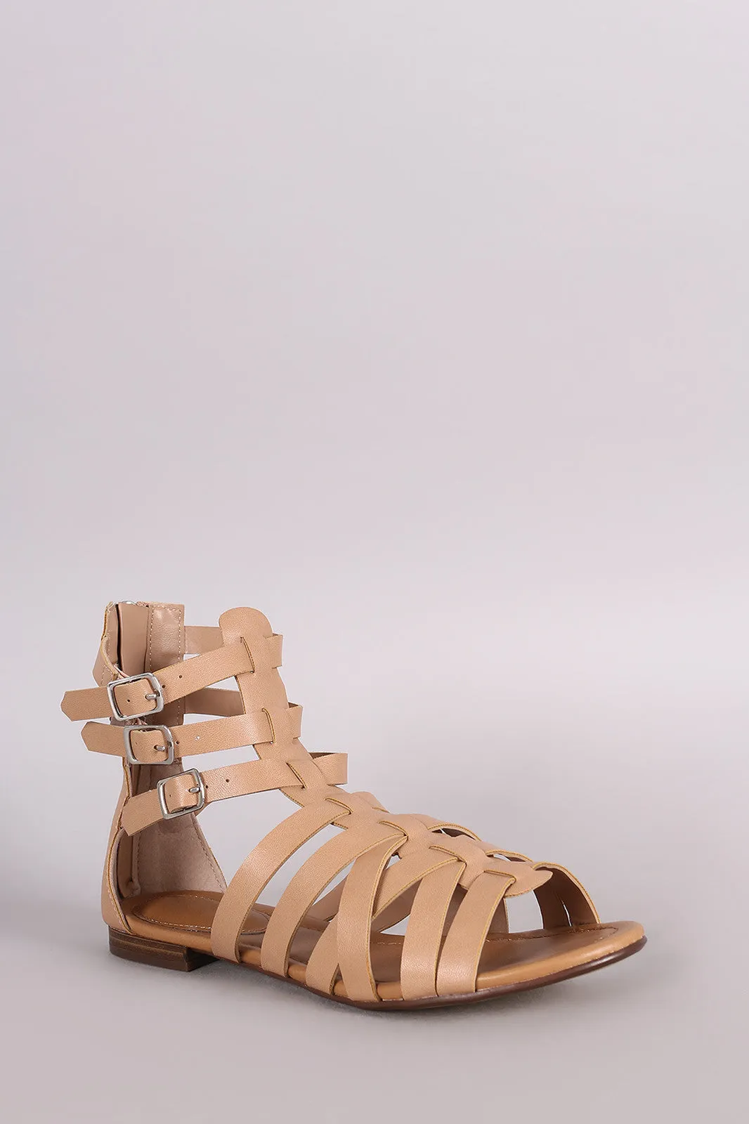 Breckelle Buckled Strappy Gladiator Flat Sandal