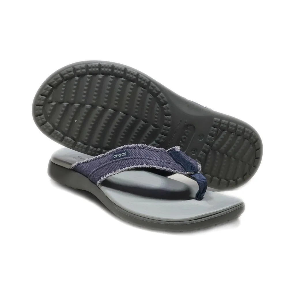 Crocs Santa Cruz Flip Flops Fabric Blue Colour For Men