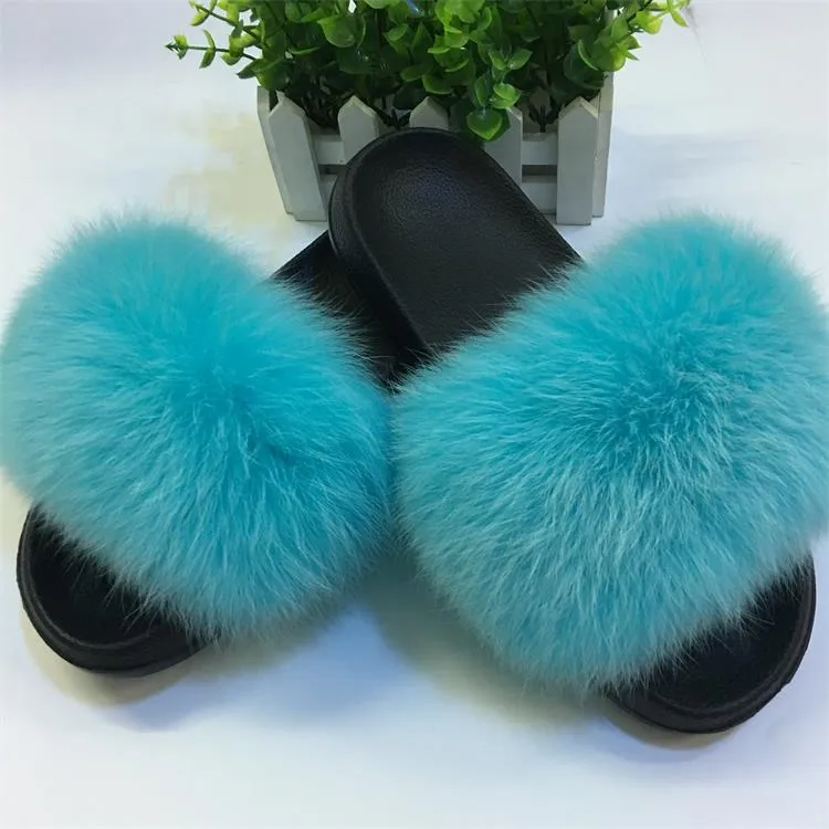 Cute Plush Fox Hair Fluffy Furry Slippers