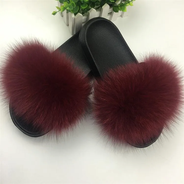 Cute Plush Fox Hair Fluffy Furry Slippers