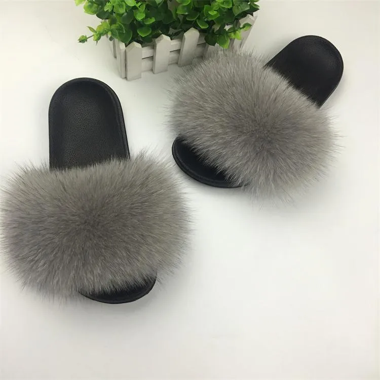 Cute Plush Fox Hair Fluffy Furry Slippers