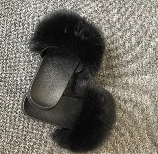 Cute Plush Fox Hair Fluffy Furry Slippers