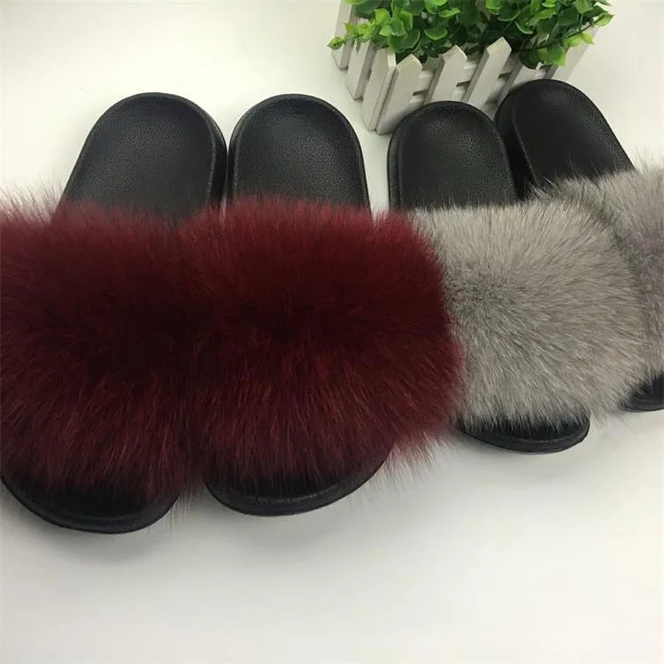 Cute Plush Fox Hair Fluffy Furry Slippers