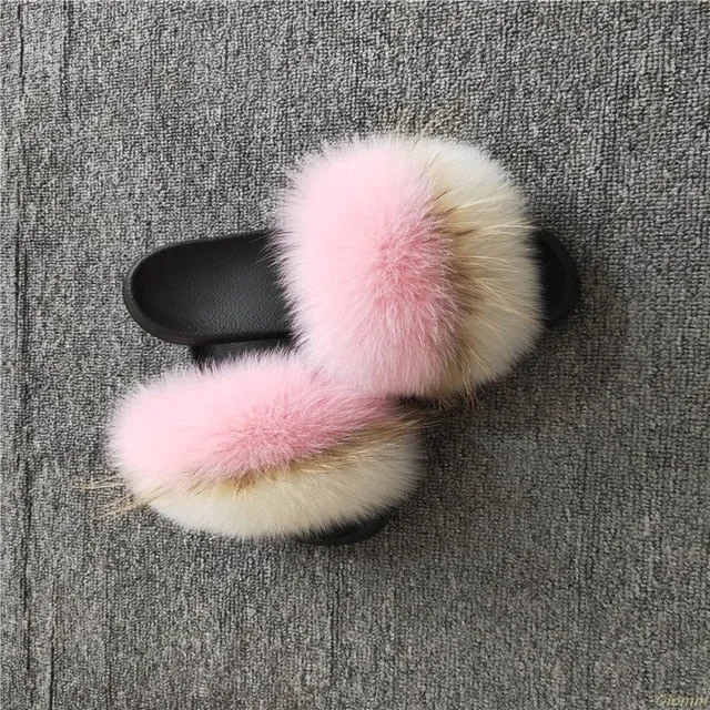 Cute Plush Fox Hair Fluffy Furry Slippers