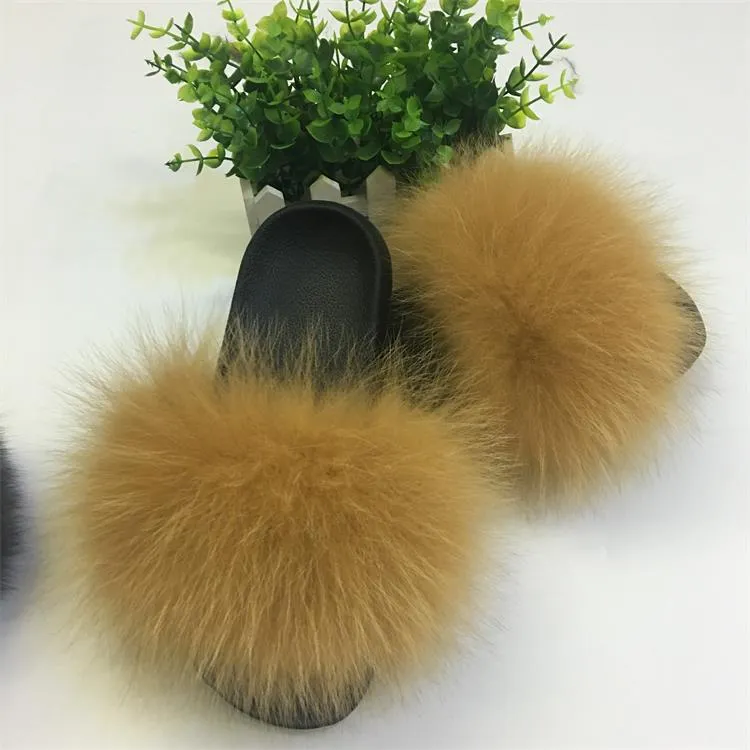 Cute Plush Fox Hair Fluffy Furry Slippers