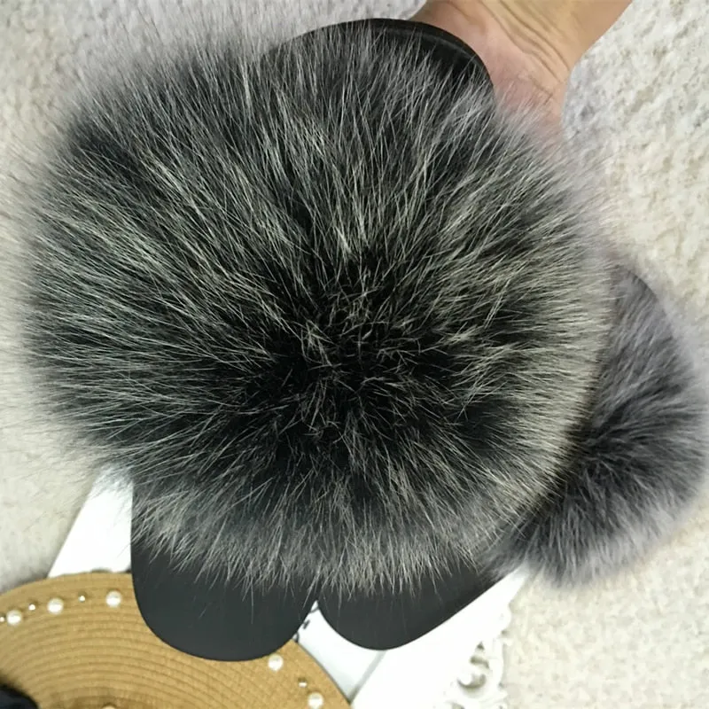 Cute Plush Fox Hair Fluffy Furry Slippers