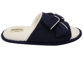 Dearfoams Womens Comfortable Lydia Pajama Slide With Bow Slippers