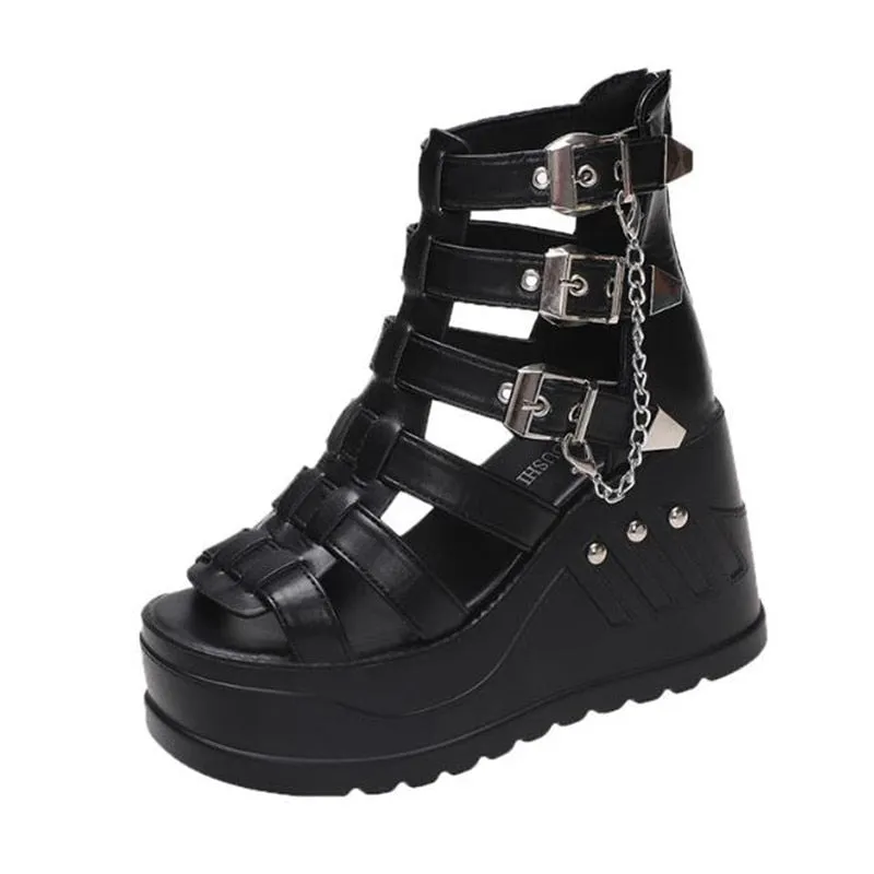 Funki Buys | Shoes | Women's Buckle Platform Gothic Sandals