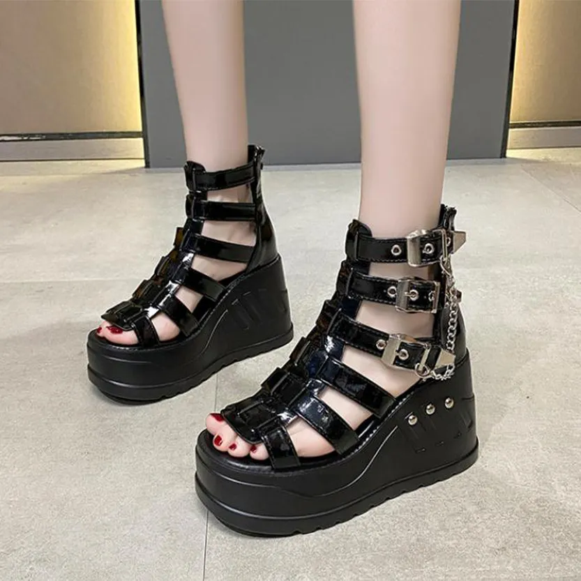 Funki Buys | Shoes | Women's Buckle Platform Gothic Sandals