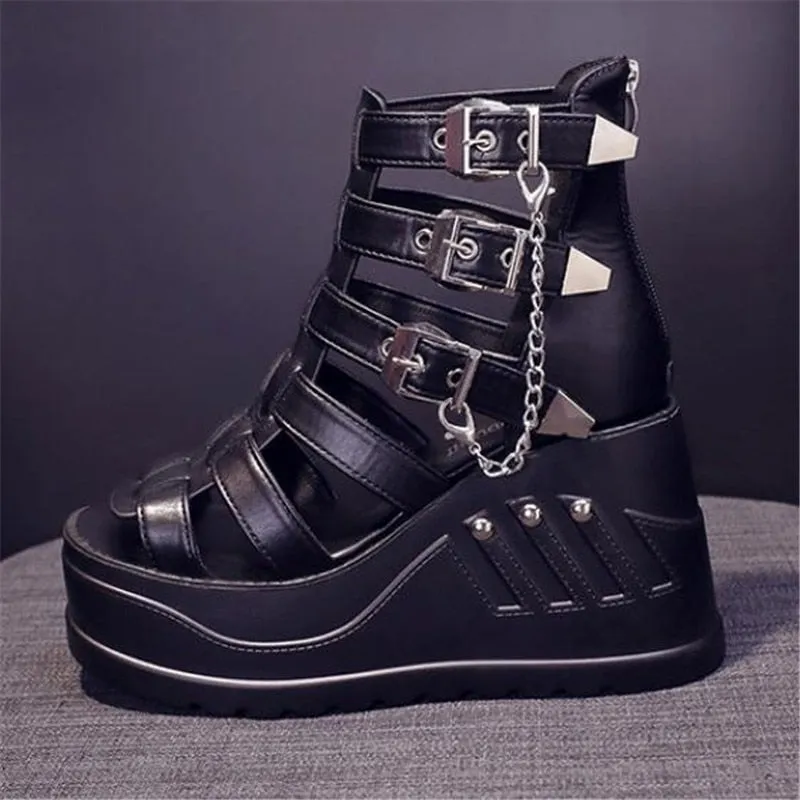 Funki Buys | Shoes | Women's Buckle Platform Gothic Sandals