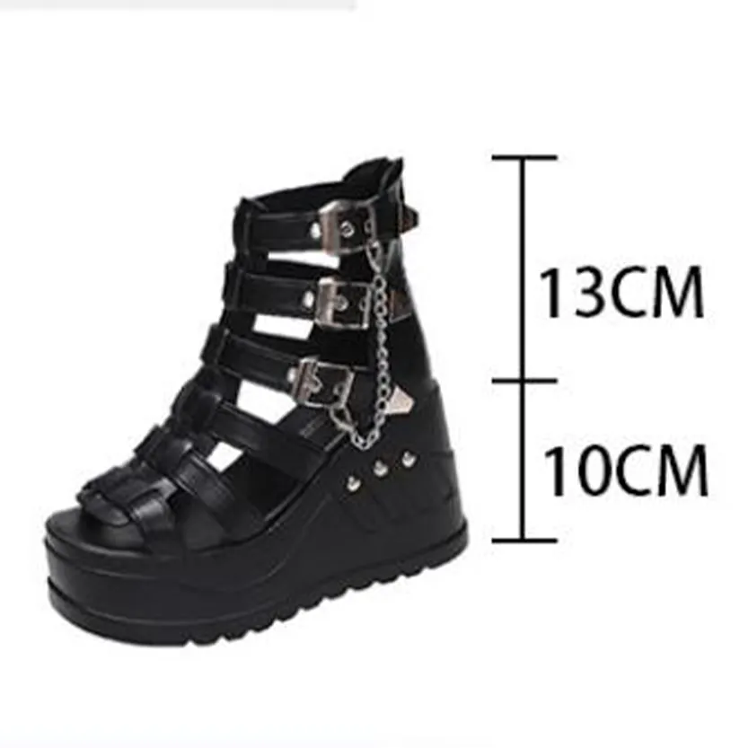 Funki Buys | Shoes | Women's Buckle Platform Gothic Sandals