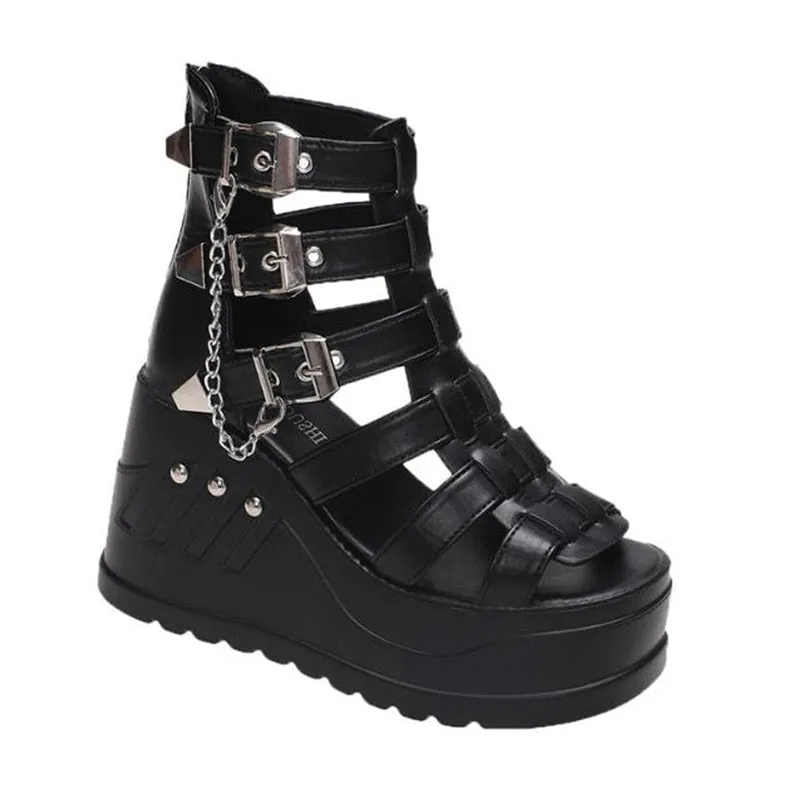 Funki Buys | Shoes | Women's Buckle Platform Gothic Sandals