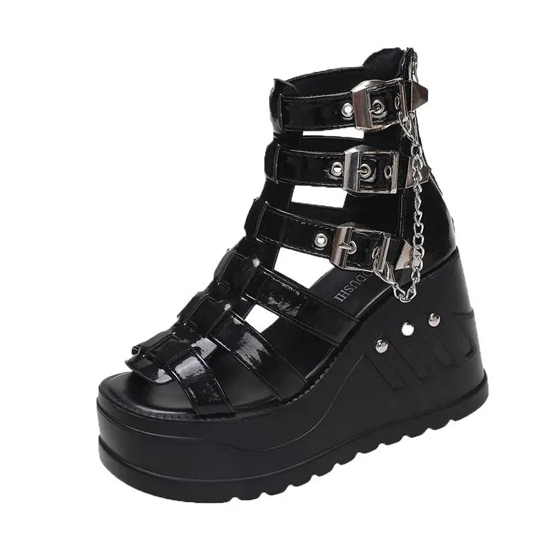 Funki Buys | Shoes | Women's Buckle Platform Gothic Sandals