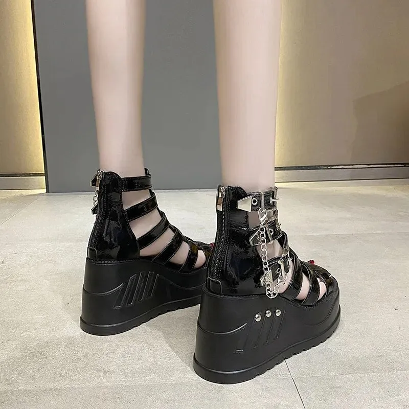 Funki Buys | Shoes | Women's Buckle Platform Gothic Sandals