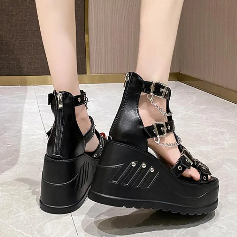 Funki Buys | Shoes | Women's Chain Buckle Platform Sandals