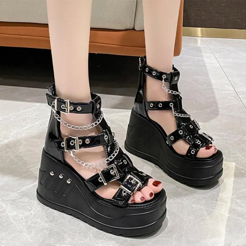 Funki Buys | Shoes | Women's Chain Buckle Platform Sandals