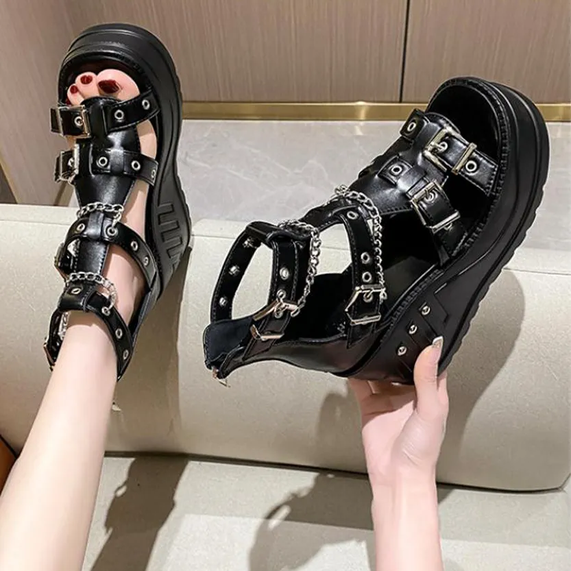 Funki Buys | Shoes | Women's Chain Buckle Platform Sandals