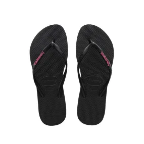 Havaianas Kids Slim Rubber Logo - Black/Rose