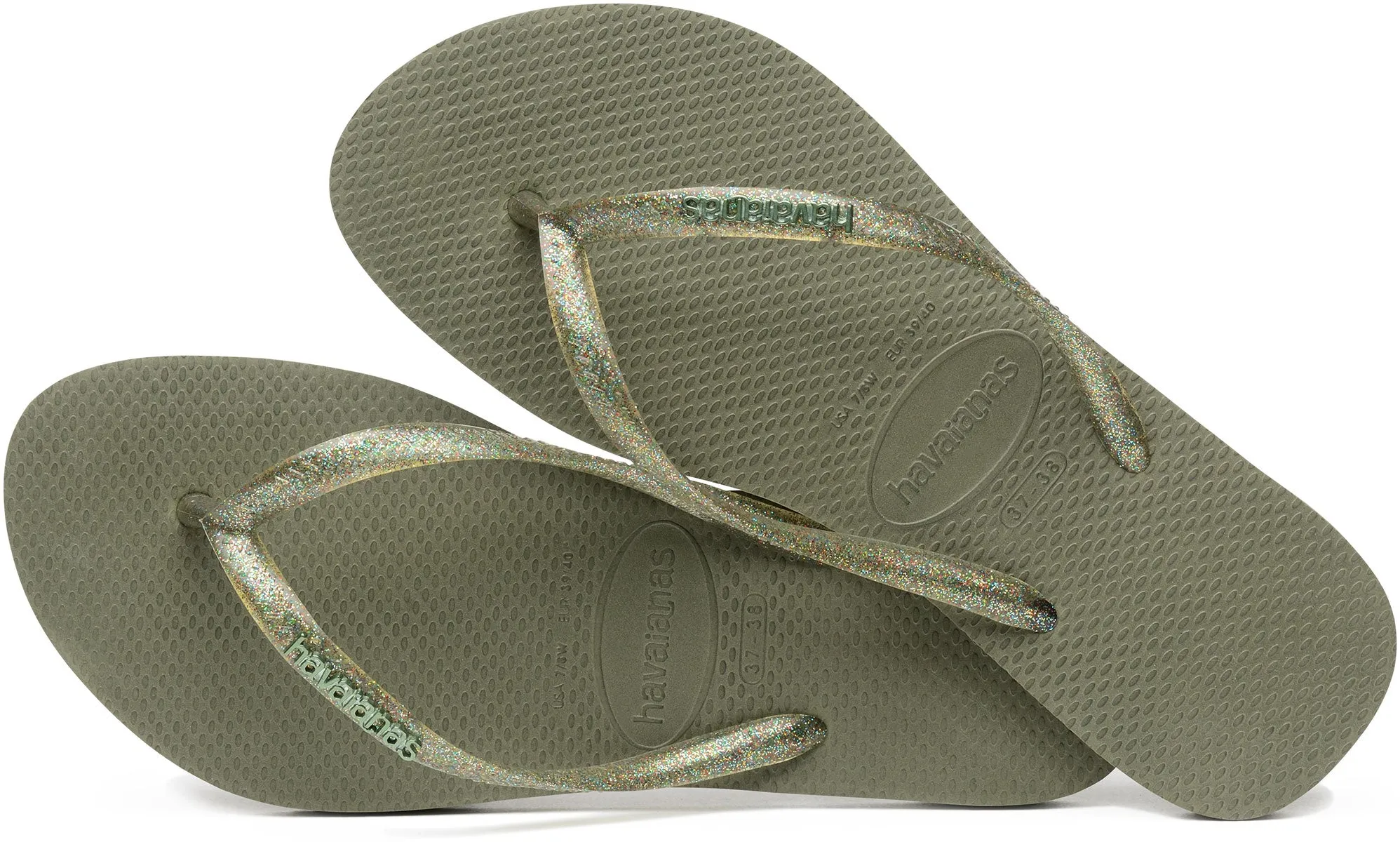 Havaianas Slim Logo Metal In Green For Women