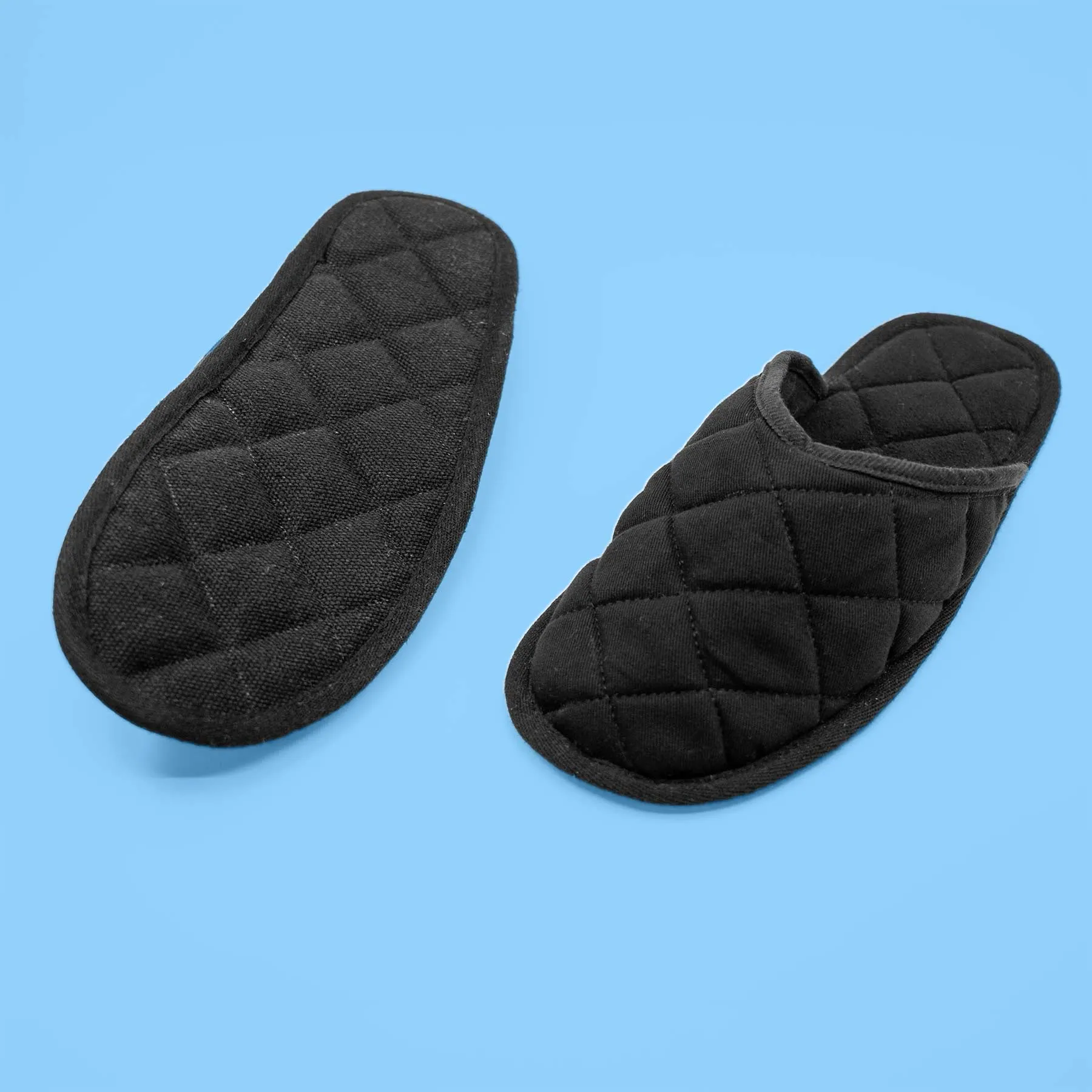 HOKKAIDO 100% Organic Cotton Quilted Slippers (Organic Cotton Fleece Lining) (Unisex, Elastic-free, Latex-free, Glue-free, Chemical-free) (Biodegradable)