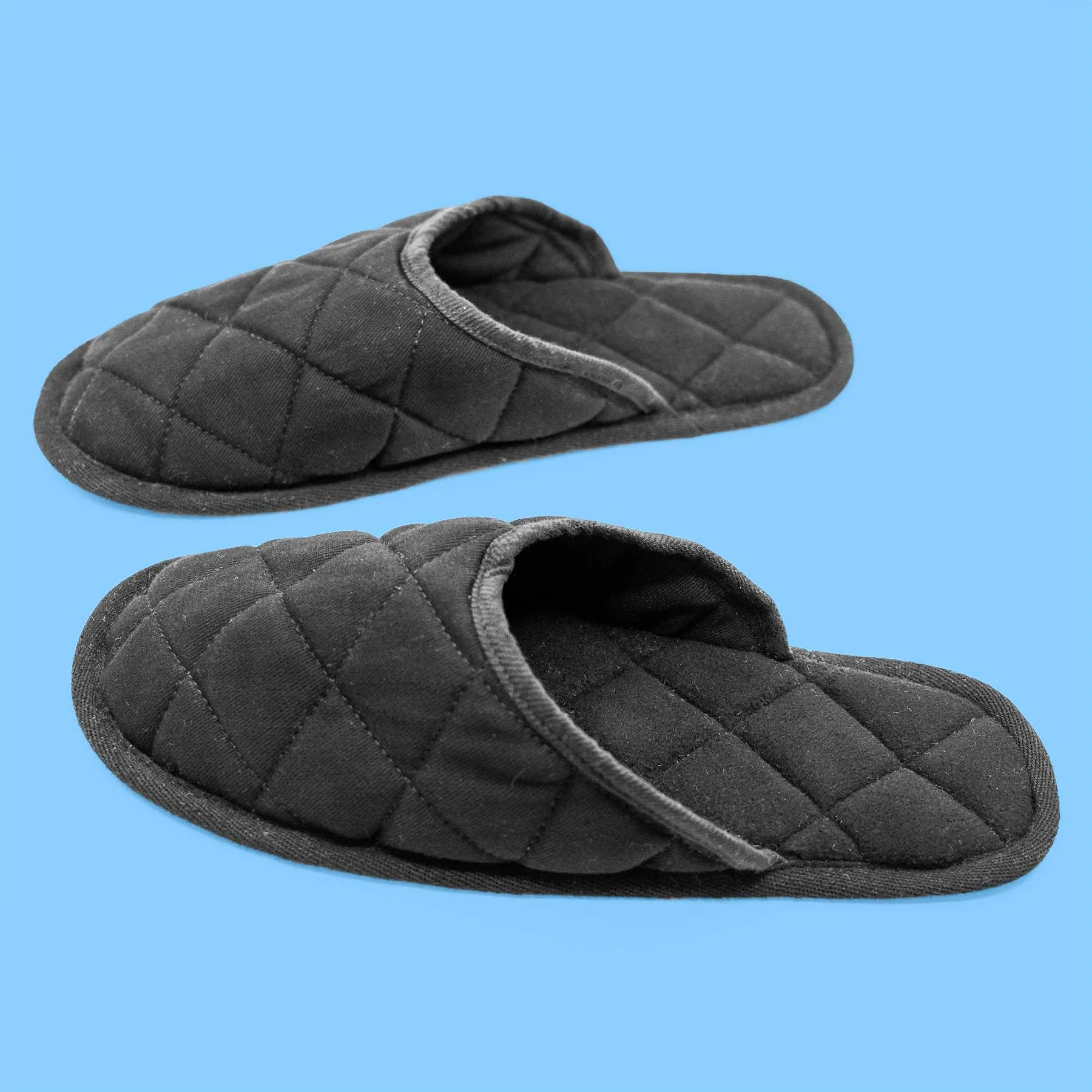 HOKKAIDO 100% Organic Cotton Quilted Slippers (Organic Cotton Fleece Lining) (Unisex, Elastic-free, Latex-free, Glue-free, Chemical-free) (Biodegradable)