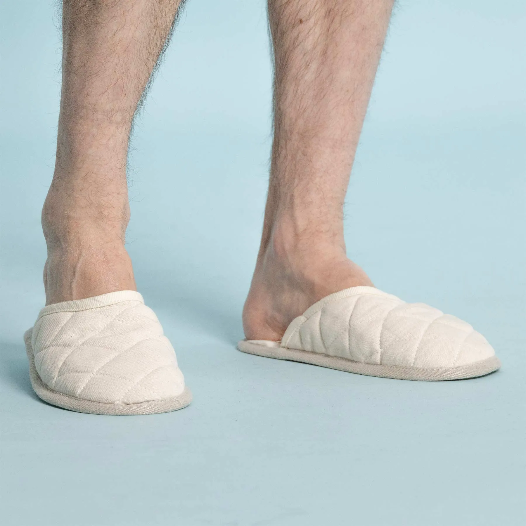 HOKKAIDO 100% Organic Cotton Quilted Slippers (Organic Cotton Fleece Lining) (Unisex, Elastic-free, Latex-free, Glue-free, Chemical-free) (Biodegradable)