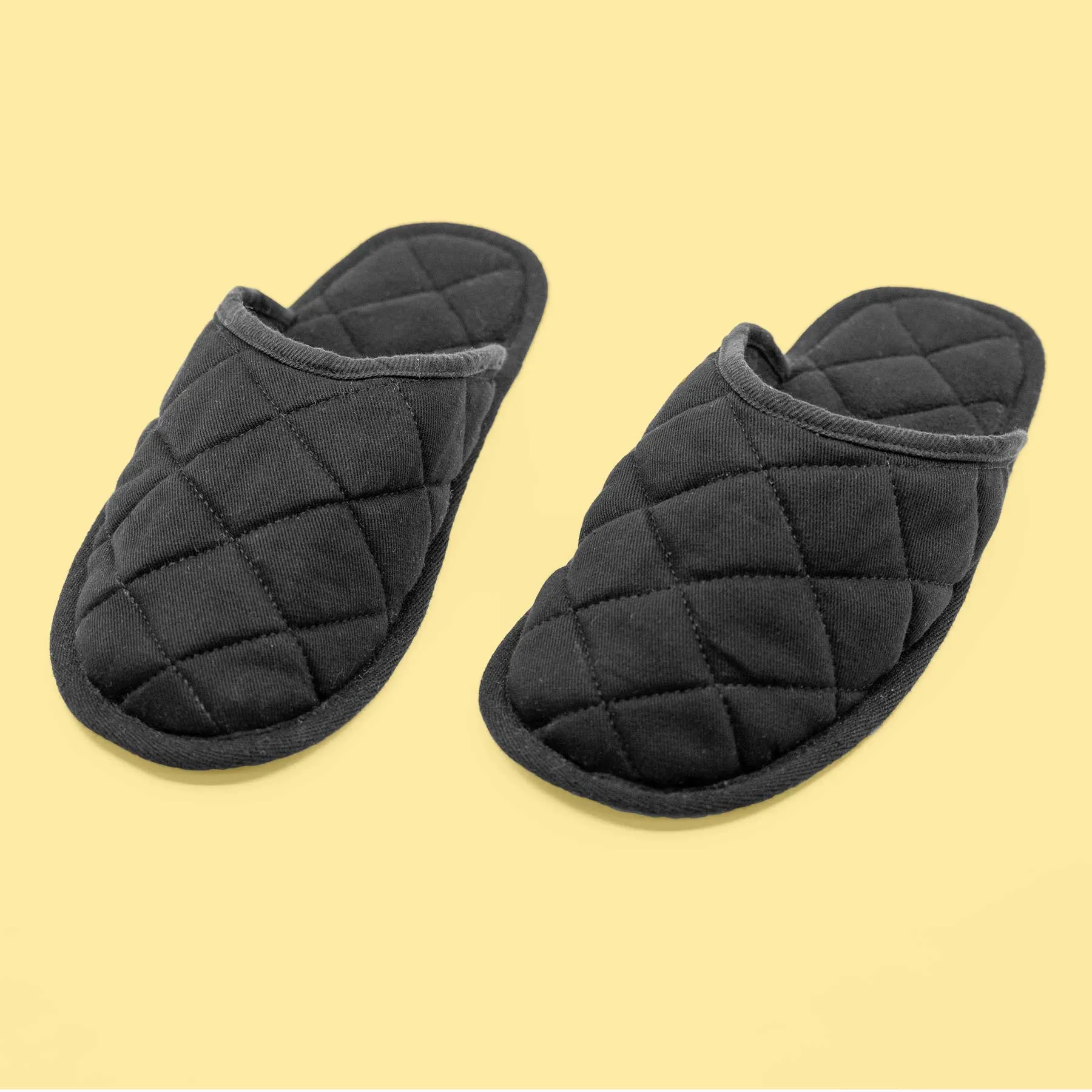 HOKKAIDO 100% Organic Cotton Quilted Slippers (Organic Cotton Fleece Lining) (Unisex, Elastic-free, Latex-free, Glue-free, Chemical-free) (Biodegradable)