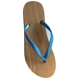 HUNTINGTON FLIP FLOPS WOOD NAVY