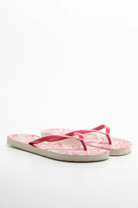 Leaf Print Flip Flop Pink