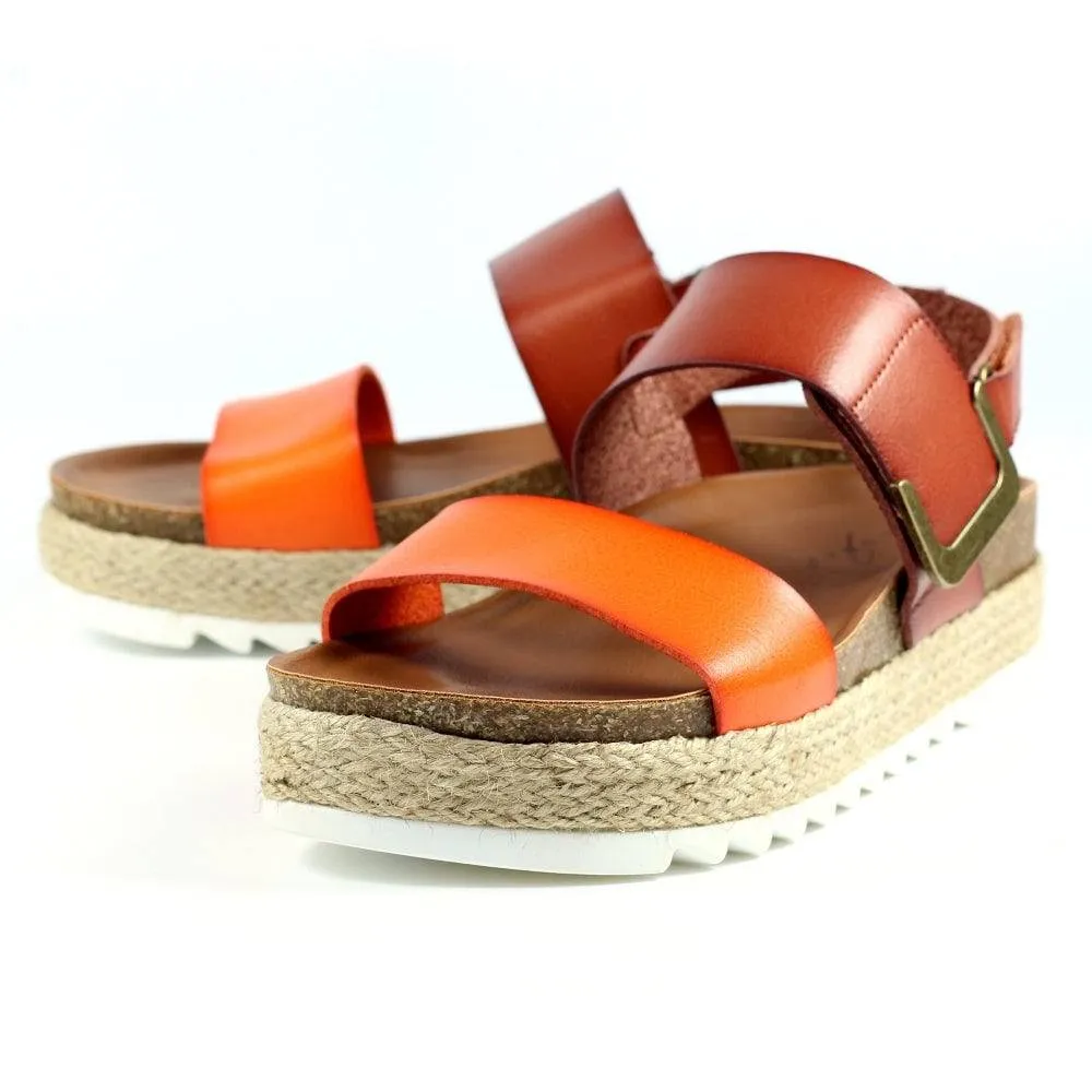 Lunar JLH356 Deanna II Ladies Orange Touch Fastening Sandals