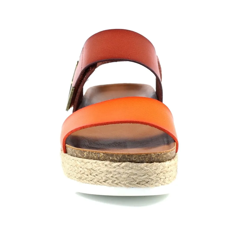 Lunar JLH356 Deanna II Ladies Orange Touch Fastening Sandals