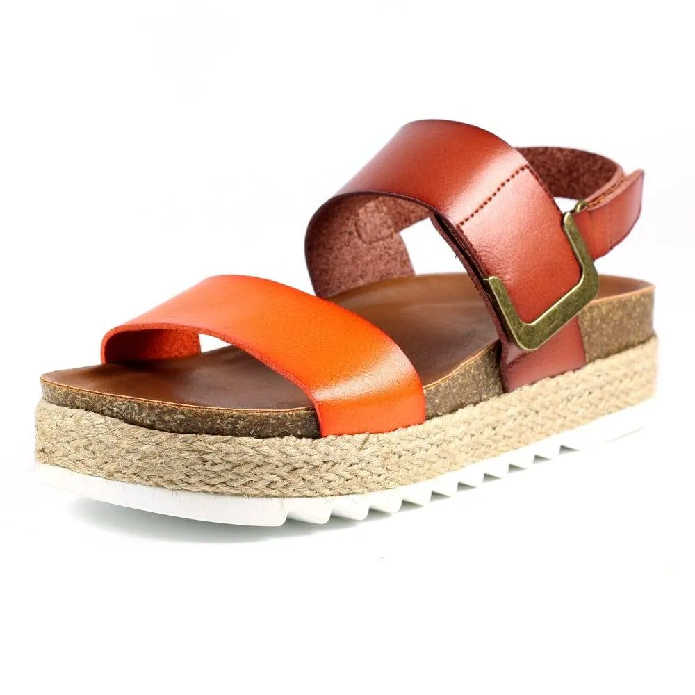 Lunar JLH356 Deanna II Ladies Orange Touch Fastening Sandals