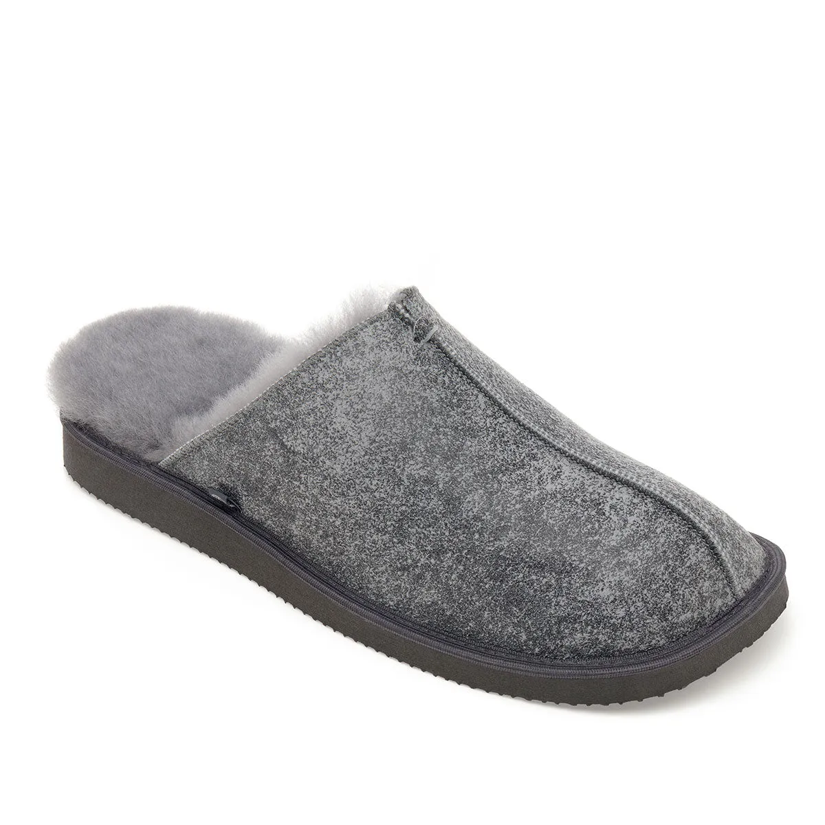 Machar Sheepskin Slippers - Grey Distressed Leather