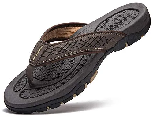 Men Sandals Leather Sport Flip Flops Comfort Casual Outdoor