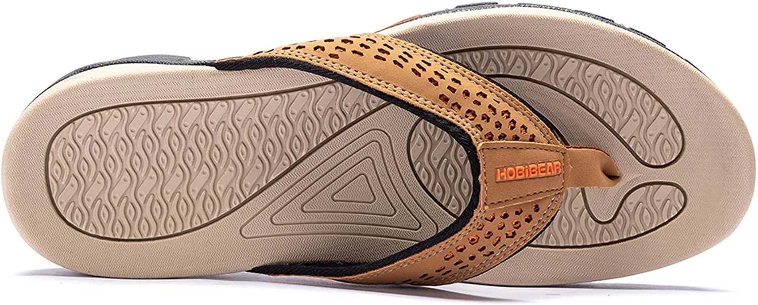 Men Sandals Leather Sport Flip Flops Comfort Casual Outdoor