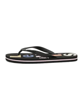 Men's Black Debossed & Printed Logo Flip-Flops