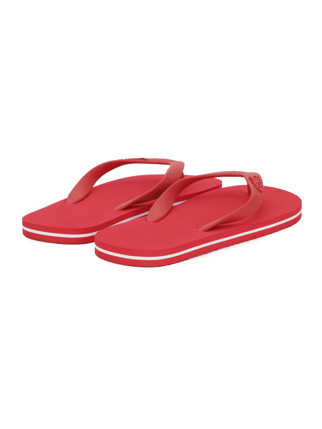 Men's Red Debossed Logo Solid Flip-Flops