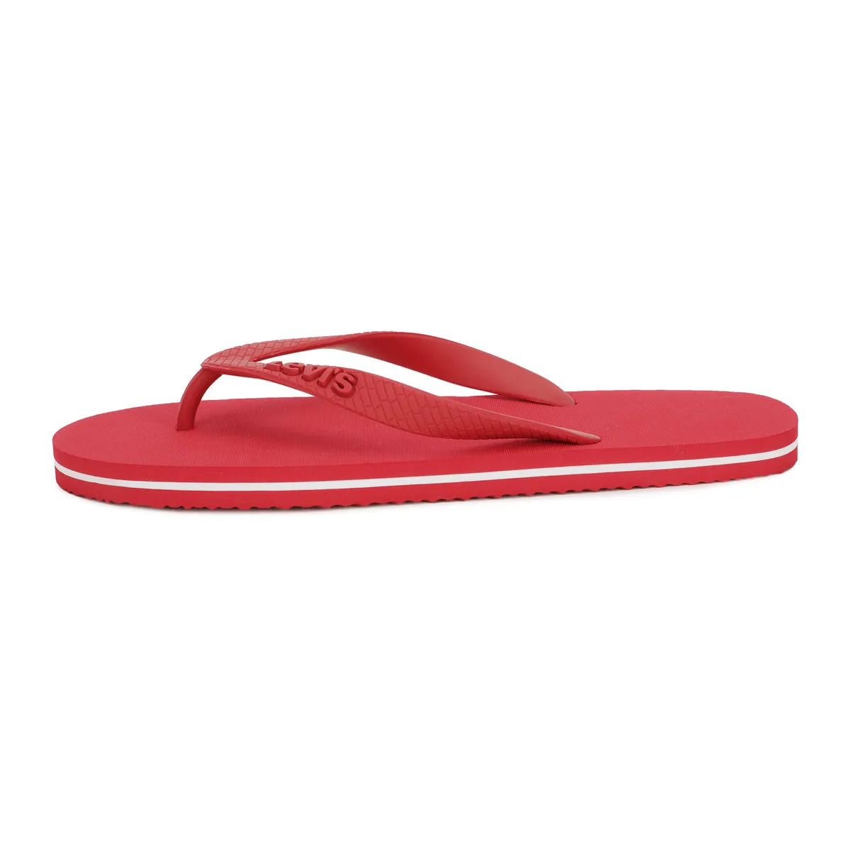 Men's Red Debossed Logo Solid Flip-Flops