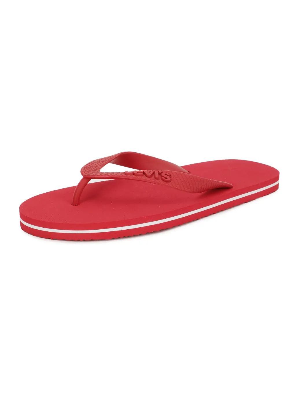 Men's Red Debossed Logo Solid Flip-Flops