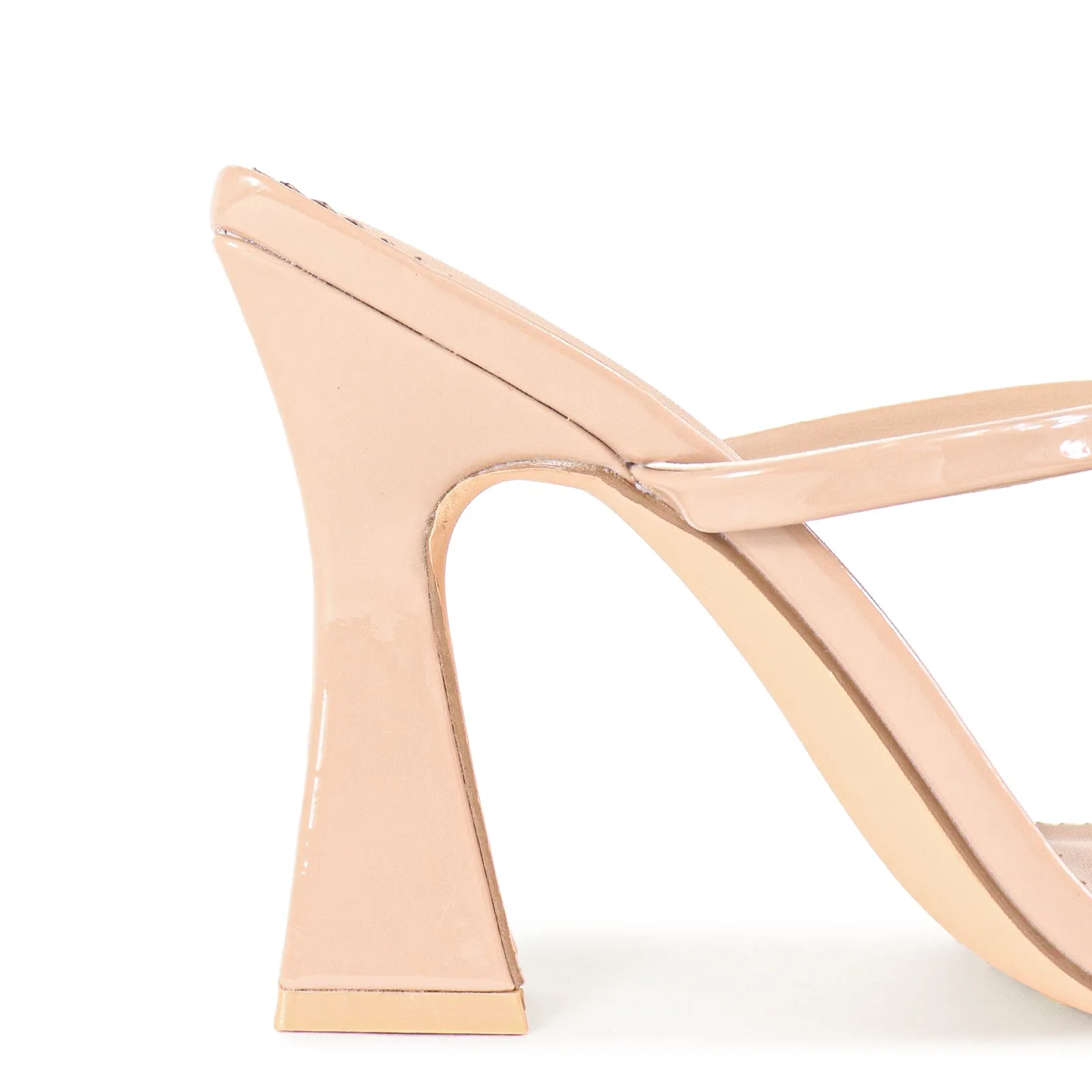 MICHAELA-1 SQUARED STRAPPY TRAPEZOID HIGH HEELS - NUDE