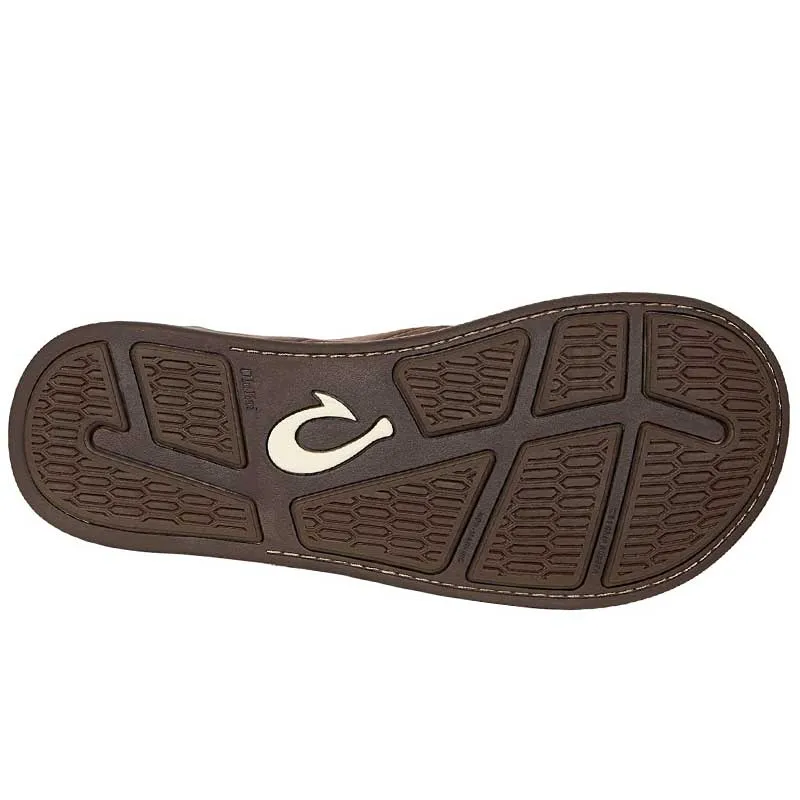 Olukai Men's Tuahine Leather Sandals - Dark Wood/Dark Wood 10465-6363