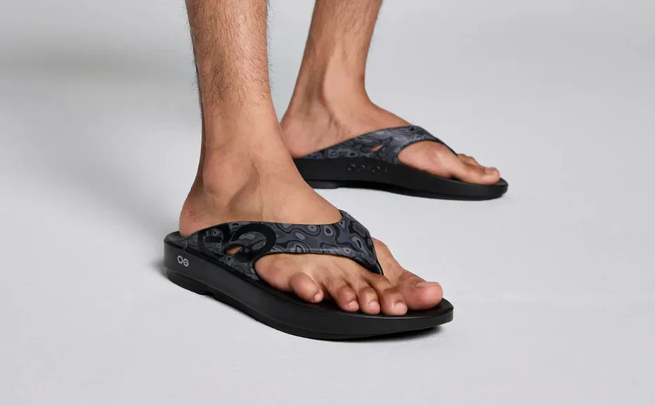 OOFOS Mens OOriginal Sport Sandal Black Water Camo