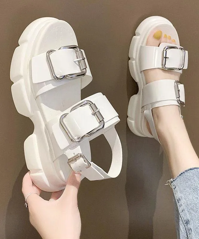 Platform White Hiking Sandals Buckle Strap Platform best sandals for walking