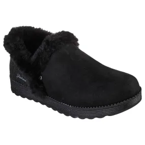 Skechers 167660 Arch Fit Dream - Win Faux Fur Ladies Black Textile Arch Support Pull On Slippers