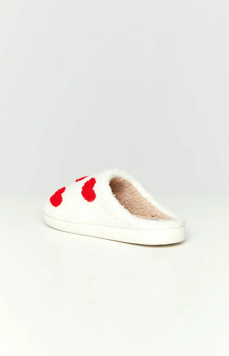 Sweetheart Sole White Love Heart Slippers (FREE OVER $250)