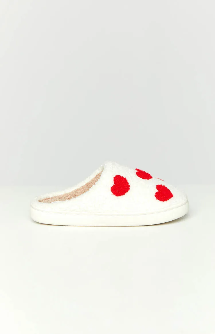 Sweetheart Sole White Love Heart Slippers (FREE OVER $250)