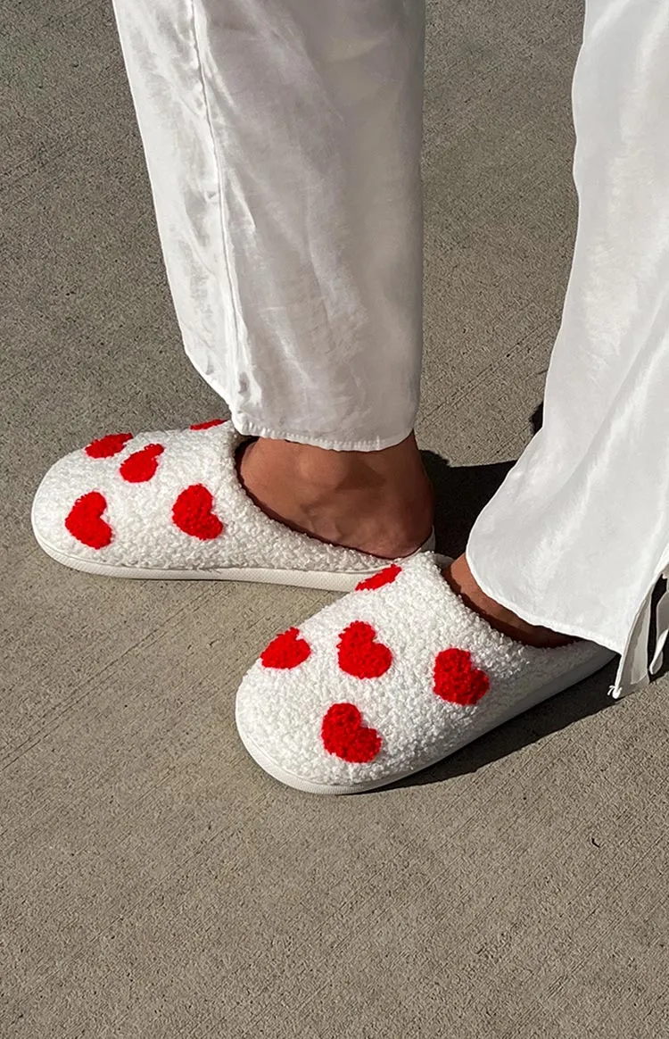 Sweetheart Sole White Love Heart Slippers (FREE OVER $250)