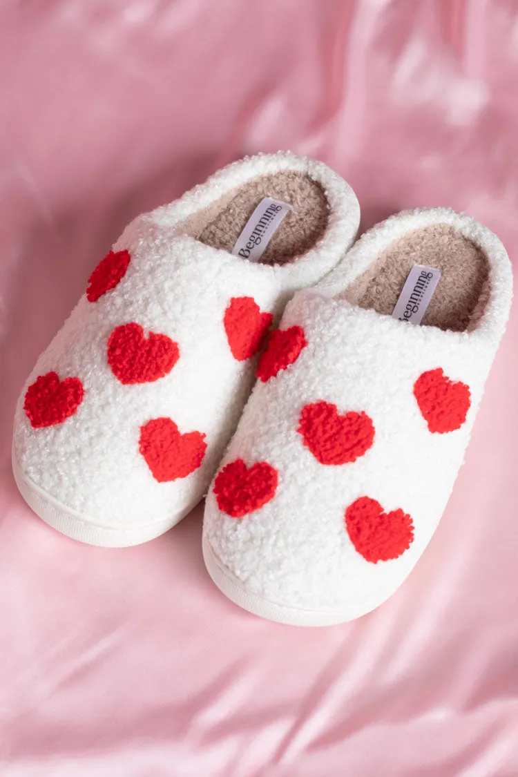 Sweetheart Sole White Love Heart Slippers (FREE OVER $250)