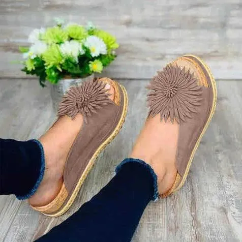 Women flower peep toe thick flatform boho slides summer slippers